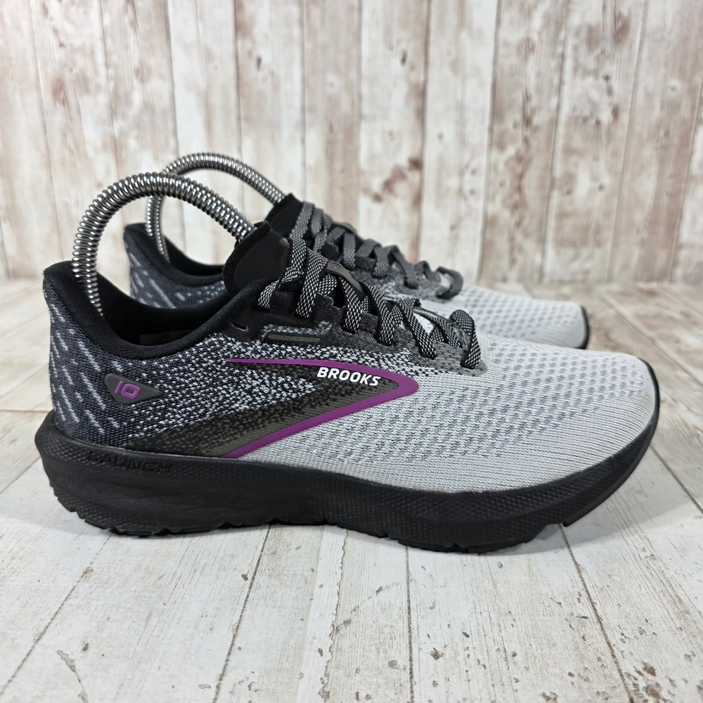 Brooks Launch 10 Womens Running Shoes Grey Black Purple 1203981B085 Size 6